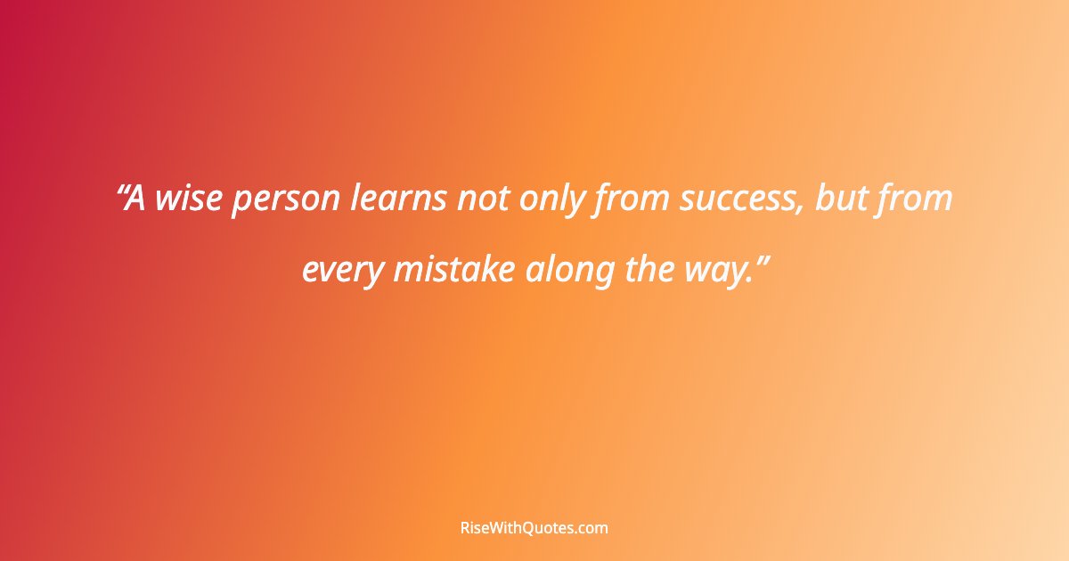 A wise person learns not only from success, but from every mistake along the way.