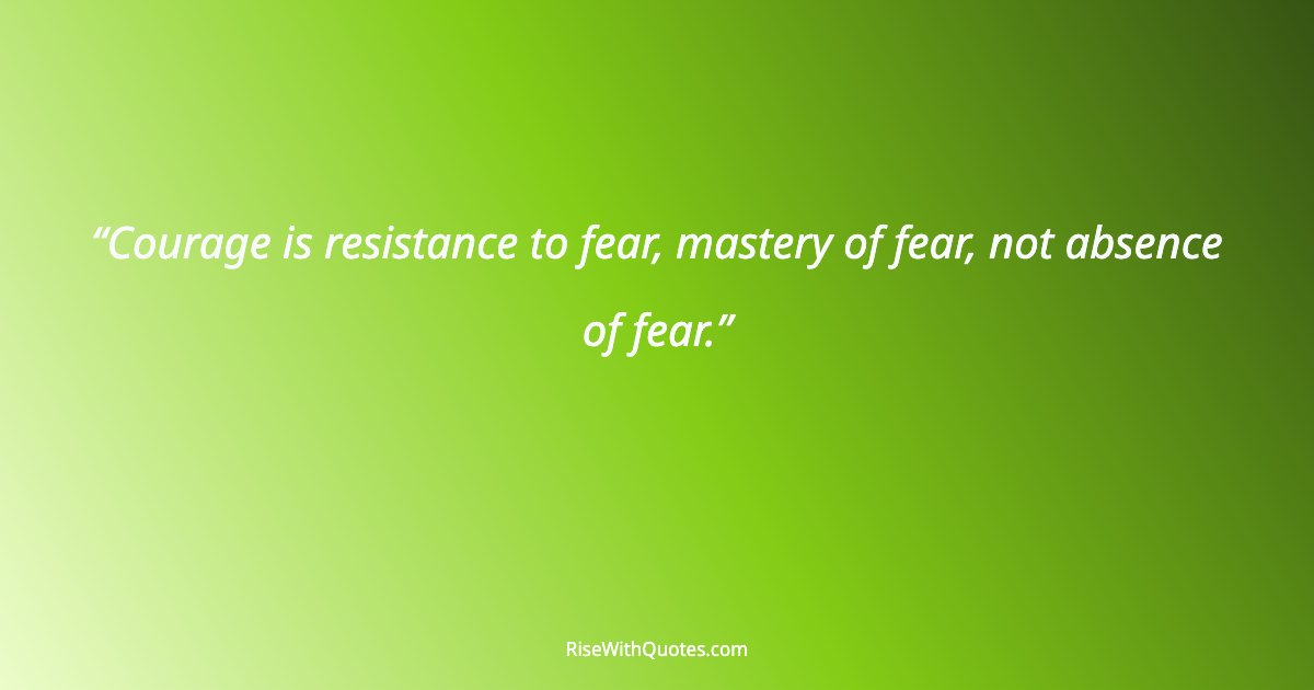 Courage is resistance to fear, mastery of fear, not absence of fear.