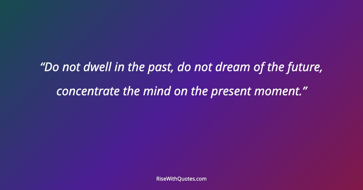 Do not dwell in the past, do not dream of the future, concentrate the mind on the present moment.