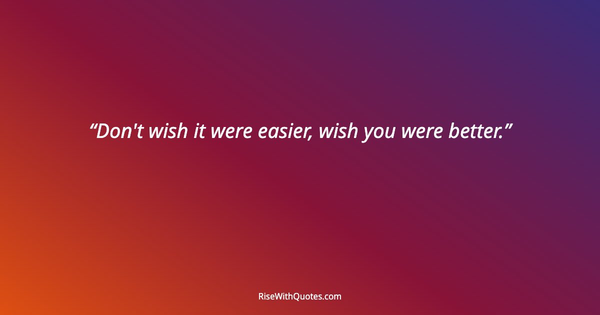 Don't wish it were easier, wish you were better.