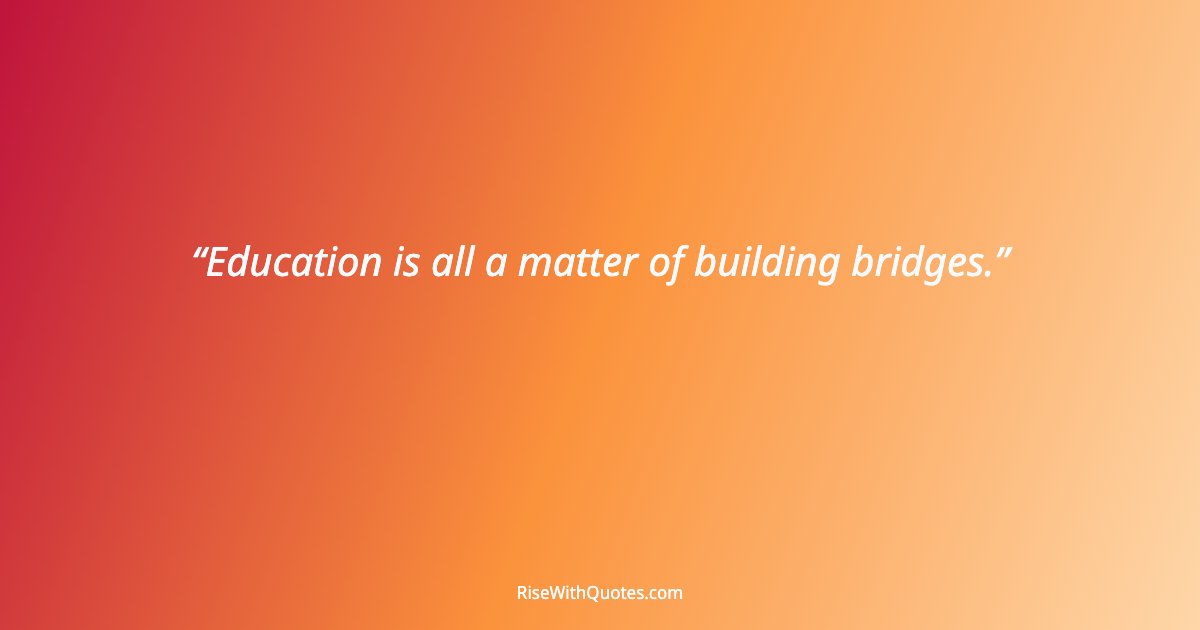 Education is all a matter of building bridges.