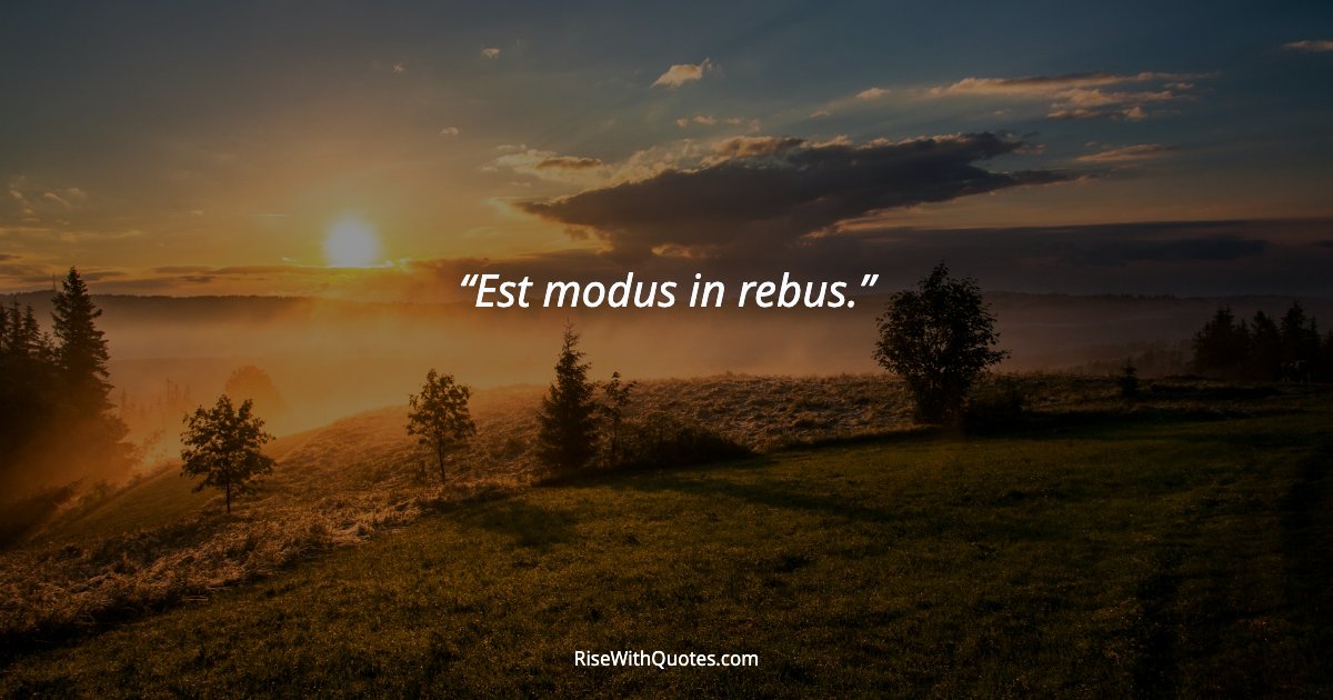 Est modus in rebus.