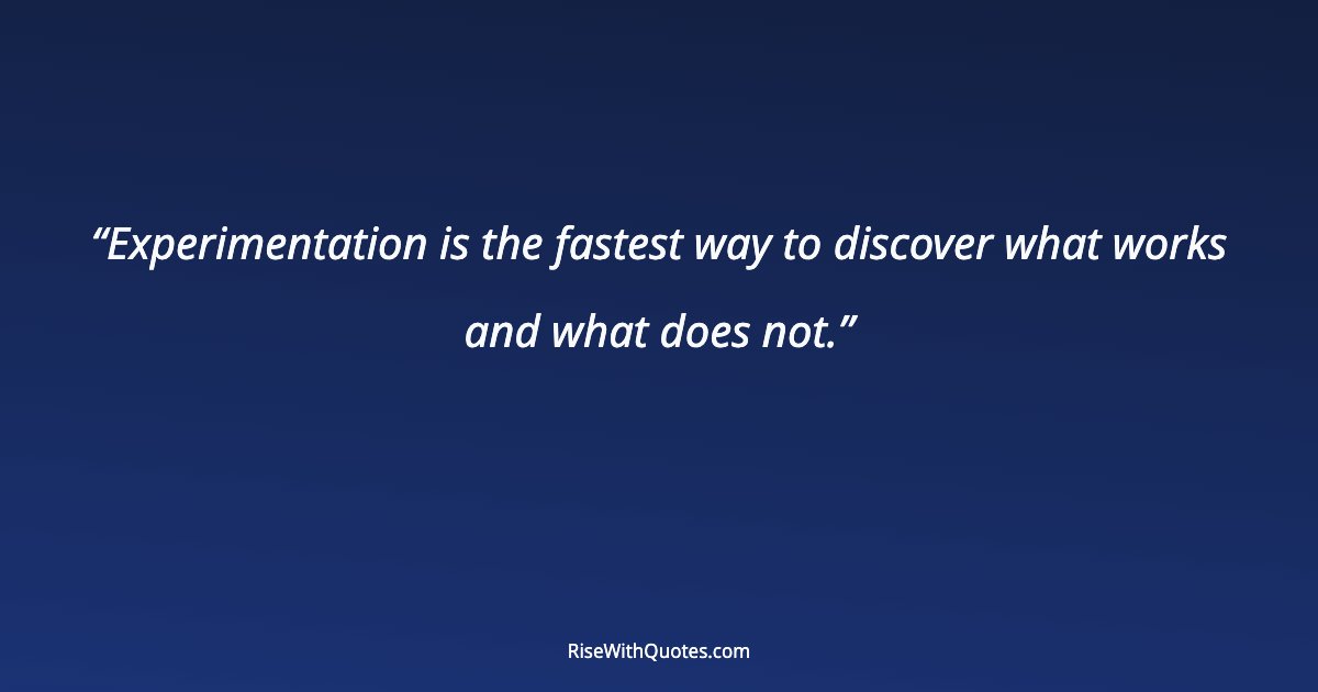 Experimentation is the fastest way to discover what works and what does not.