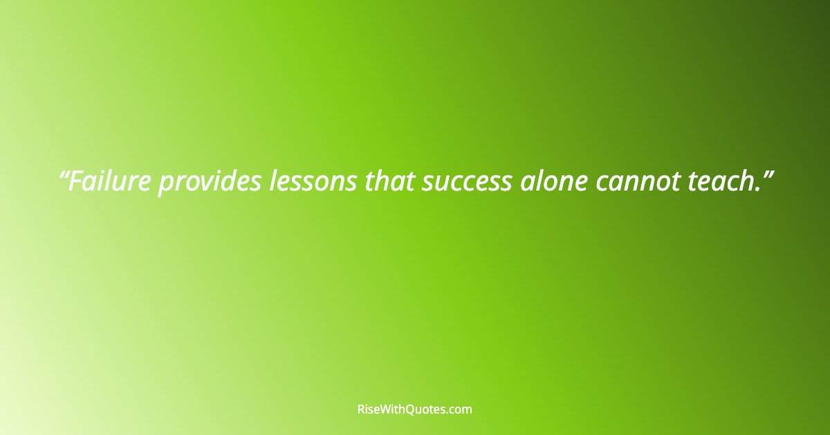 Failure provides lessons that success alone cannot teach.