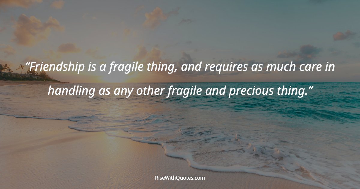 Friendship is a fragile thing, and requires as much care in handling as any other fragile and precious thing.