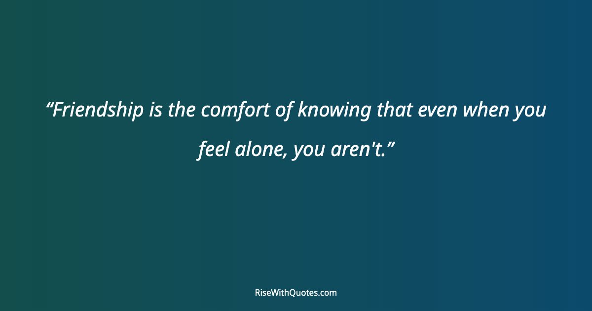 Friendship is the comfort of knowing that even when you feel alone, you aren't.