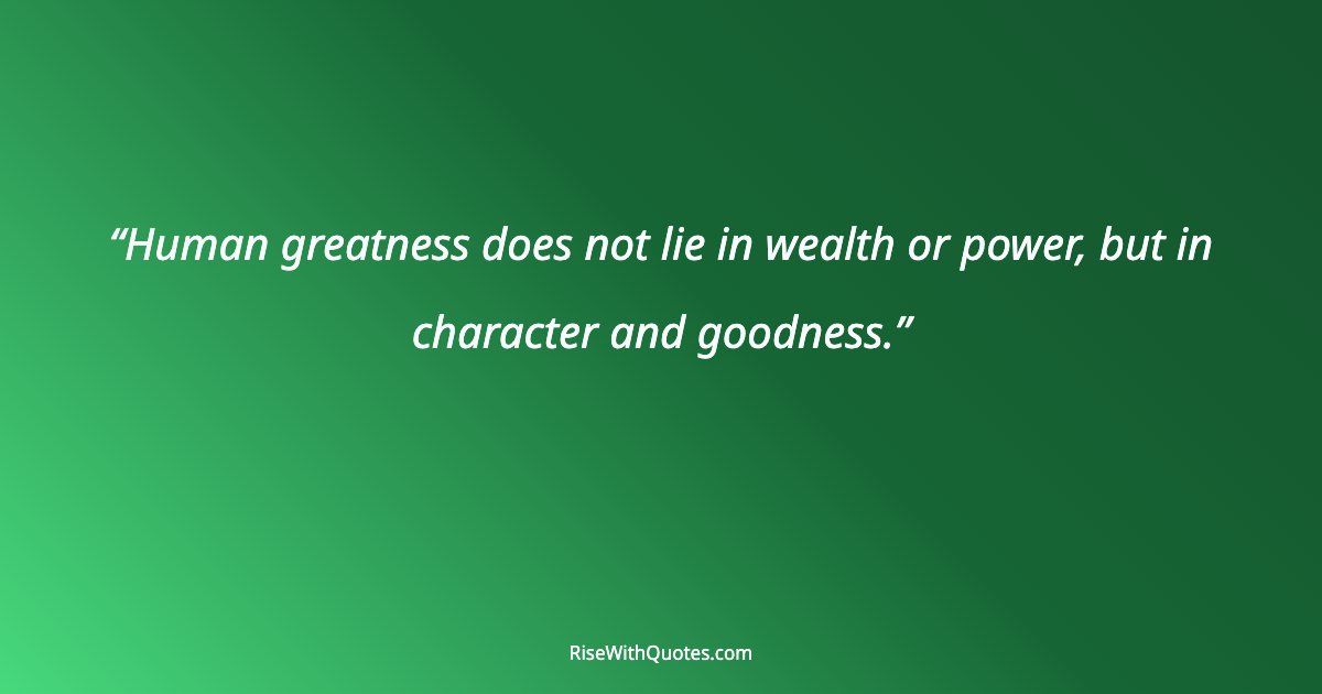 Human greatness does not lie in wealth or power, but in character and goodness.