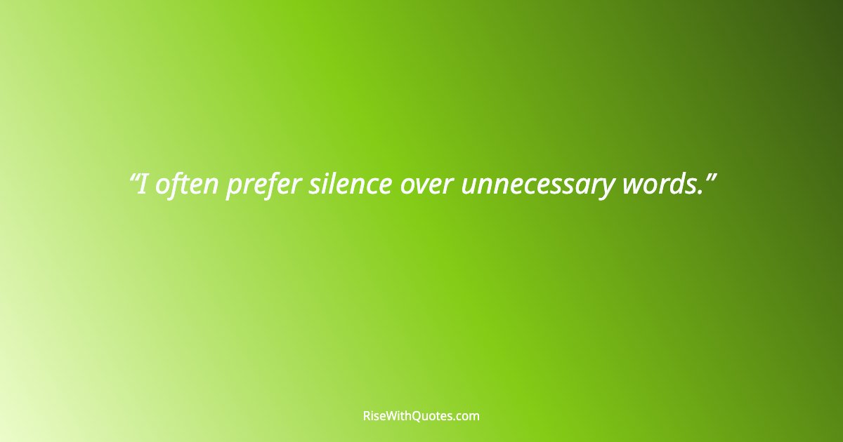 I often prefer silence over unnecessary words.