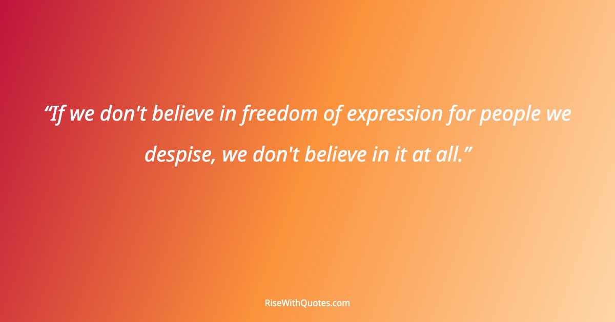 If we don't believe in freedom of expression for people we despise, we don't believe in it at all.