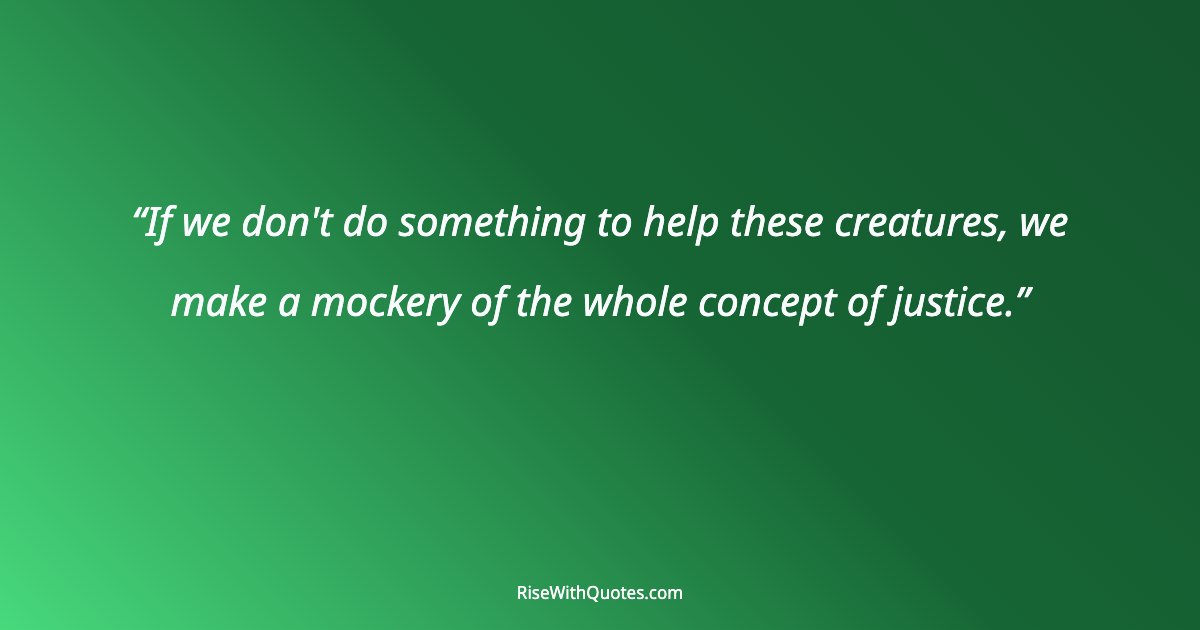 If we don't do something to help these creatures, we make a mockery of the whole concept of justice.