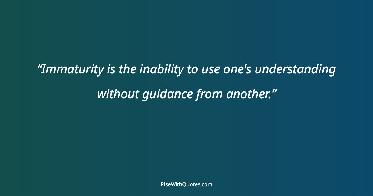 Immaturity is the inability to use one's understanding without guidance from another.