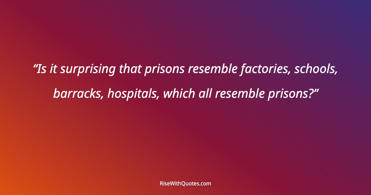 Is it surprising that prisons resemble factories, schools, barracks, hospitals, which all resemble prisons?