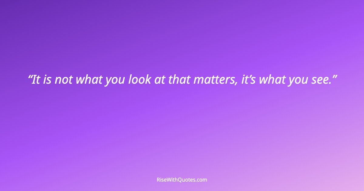It is not what you look at that matters, it’s what you see.