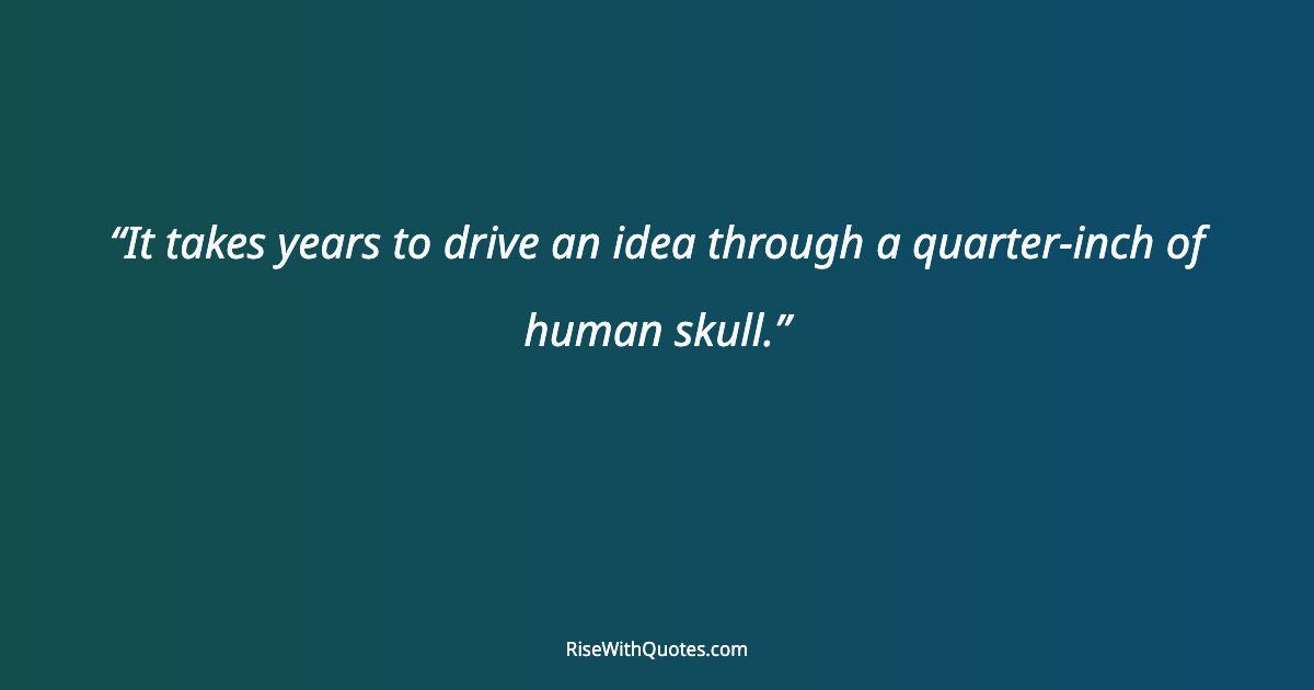 It takes years to drive an idea through a quarter-inch of human skull.