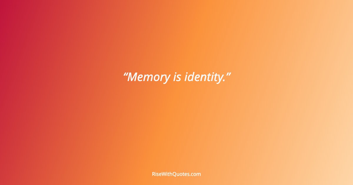 Memory is identity.