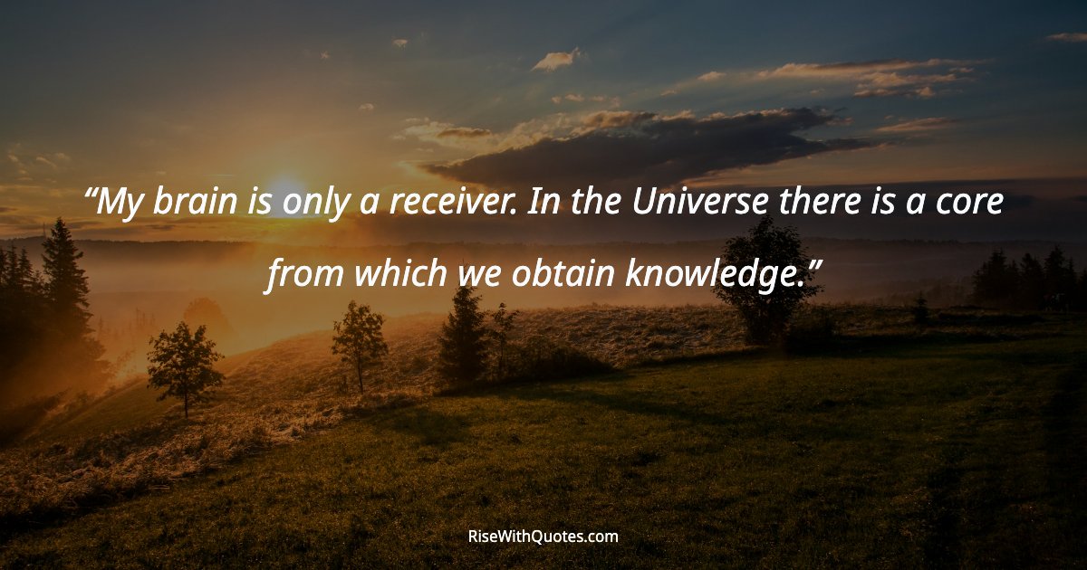 My brain is only a receiver. In the Universe there is a core from which we obtain knowledge.
