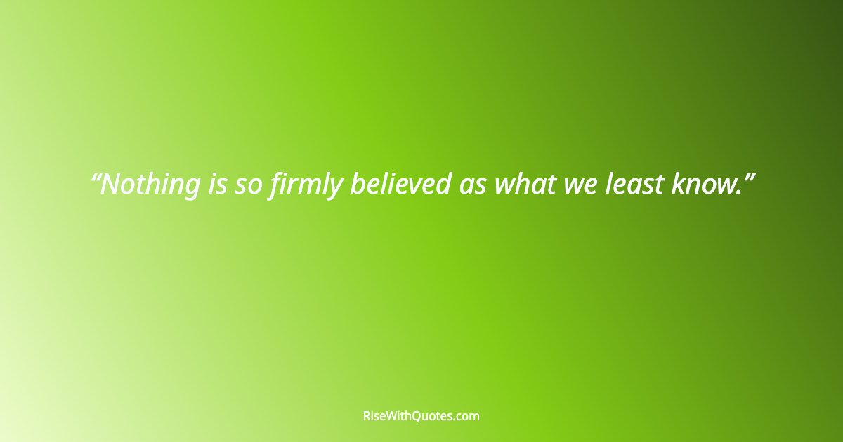 Nothing is so firmly believed as what we least know.