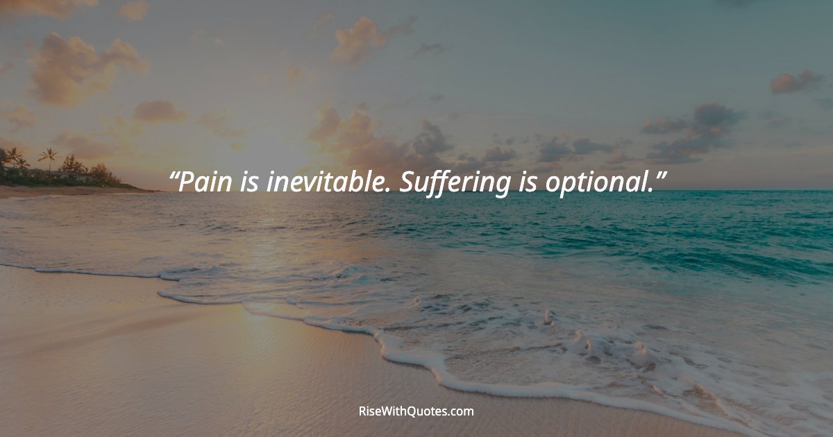 Pain is inevitable. Suffering is optional.