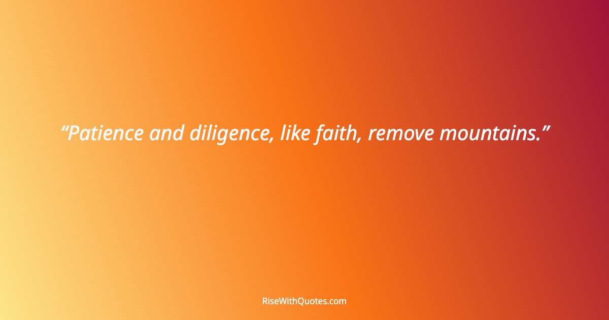 Patience and diligence, like faith, remove mountains.