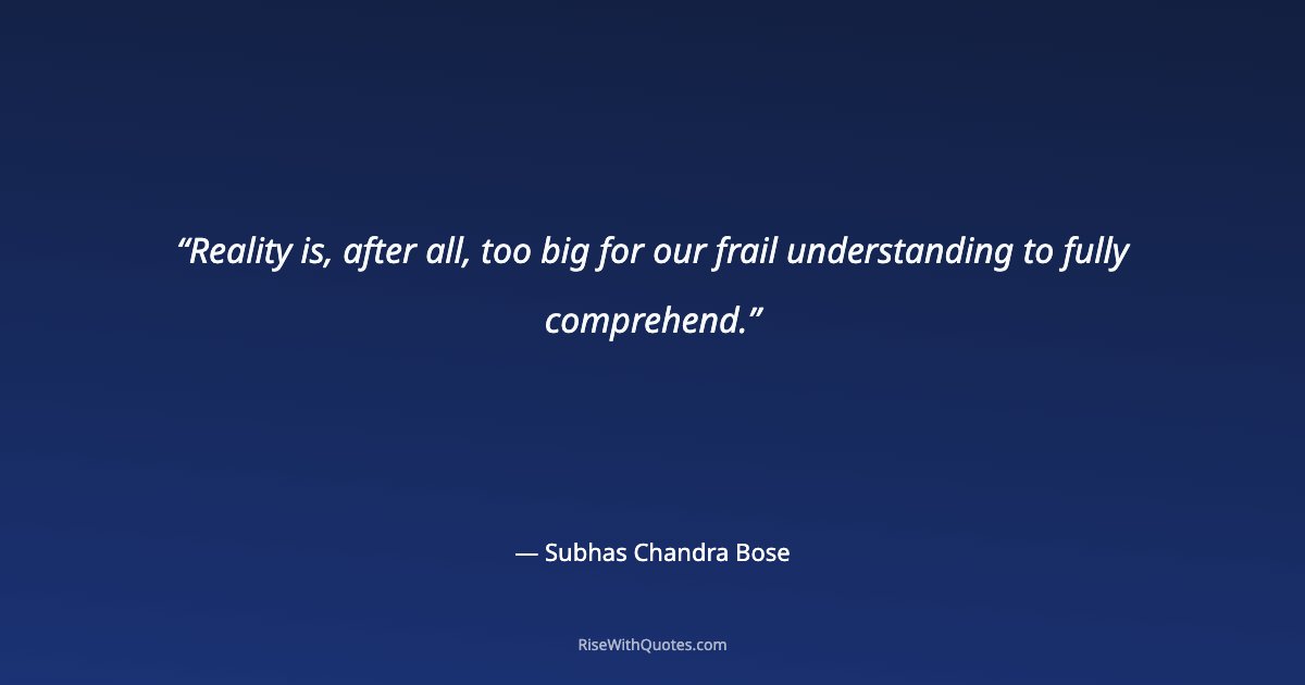 Reality is, after all, too big for our frail understanding to fully comprehend.