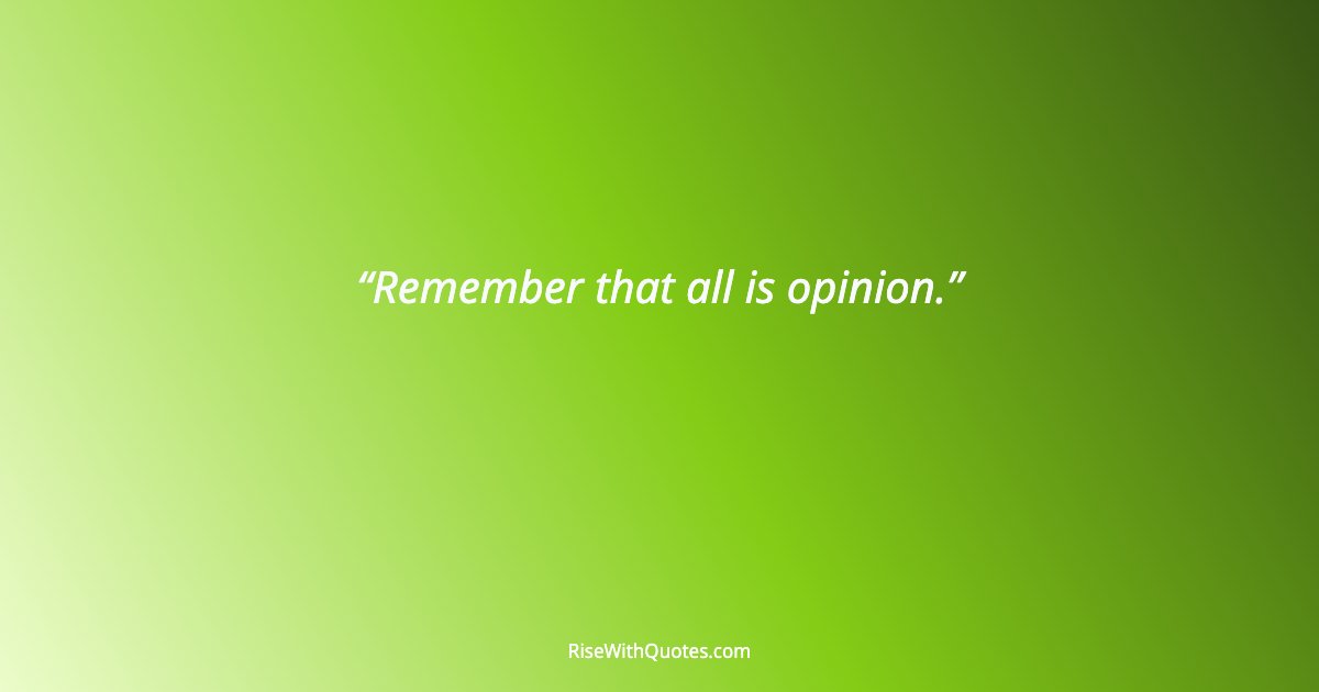 Remember that all is opinion.