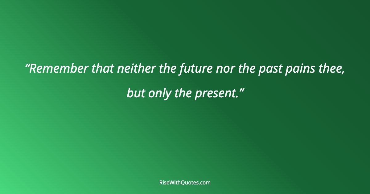 Remember that neither the future nor the past pains thee, but only the present.
