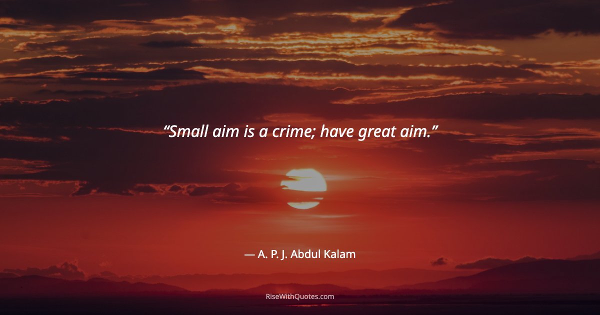 Small aim is a crime; have great aim.