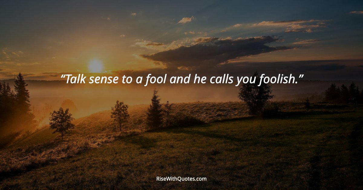 Talk sense to a fool and he calls you foolish.