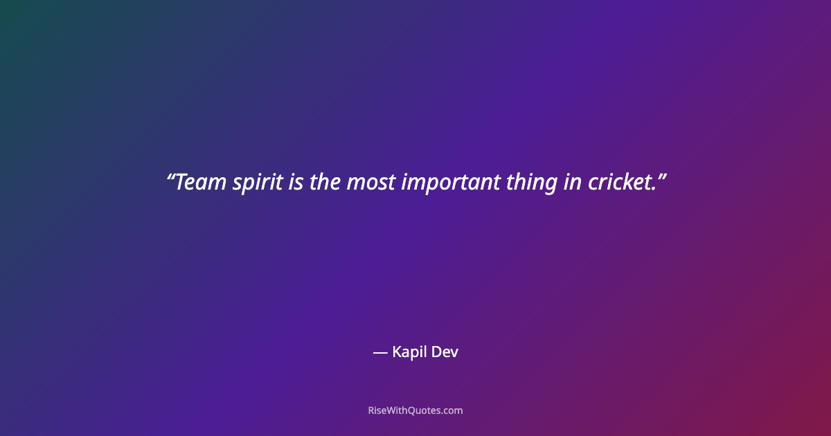 Team spirit is the most important thing in cricket.