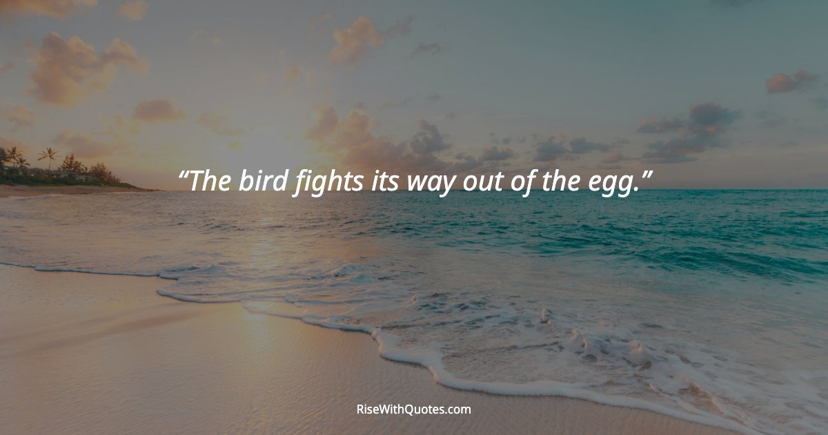 The bird fights its way out of the egg.