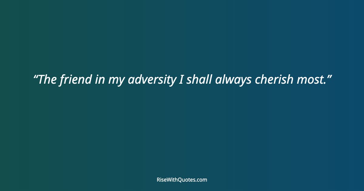 The friend in my adversity I shall always cherish most.