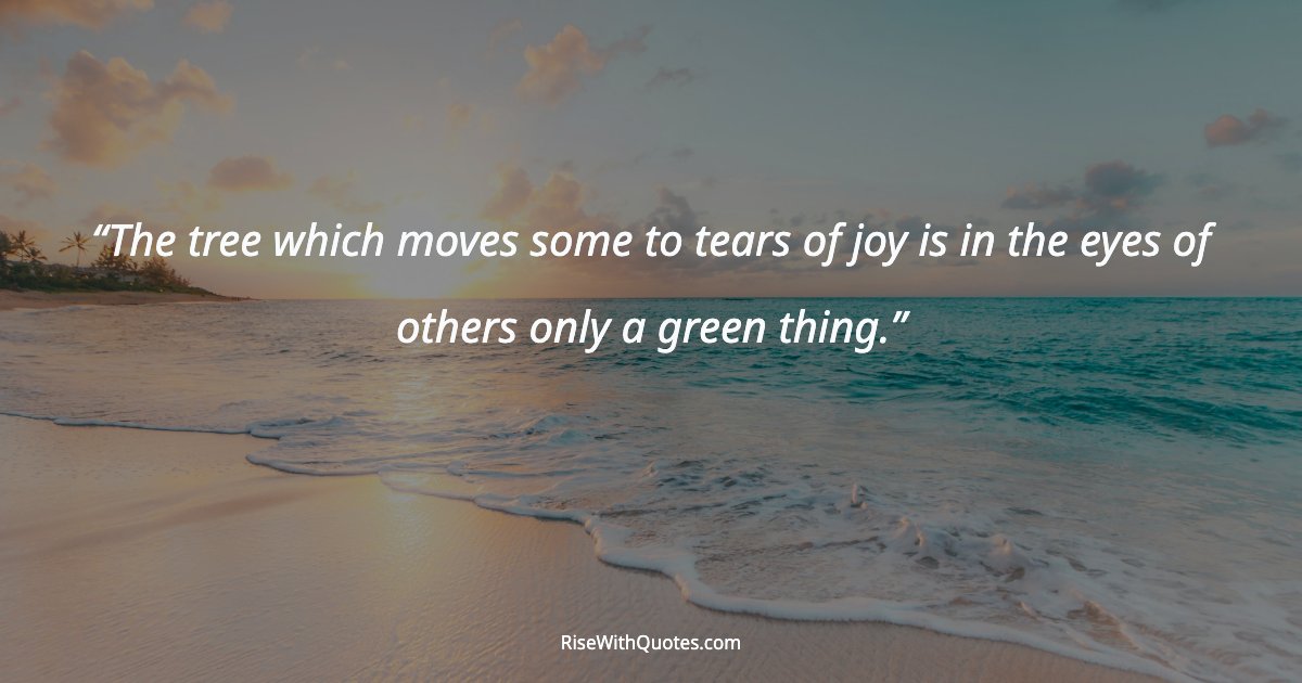 The tree which moves some to tears of joy is in the eyes of others only a green thing.
