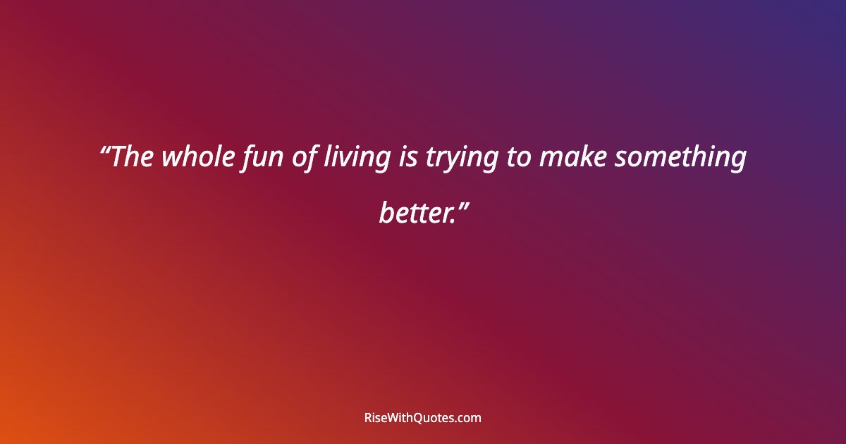 The whole fun of living is trying to make something better.