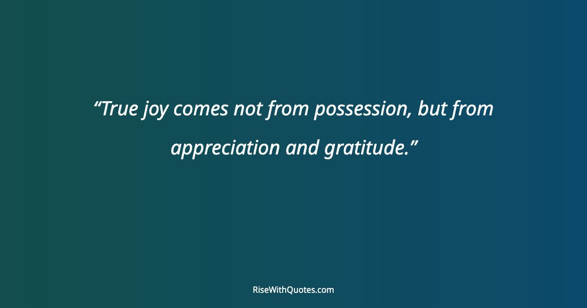 True joy comes not from possession, but from appreciation and gratitude.