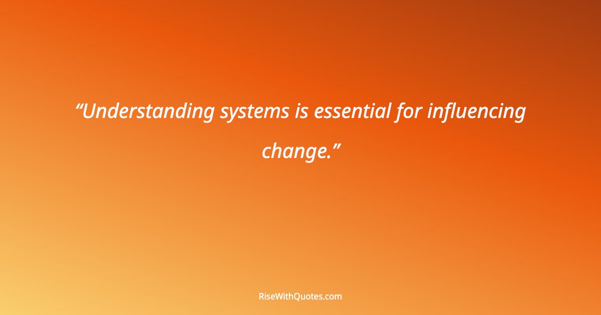 Understanding systems is essential for influencing change.