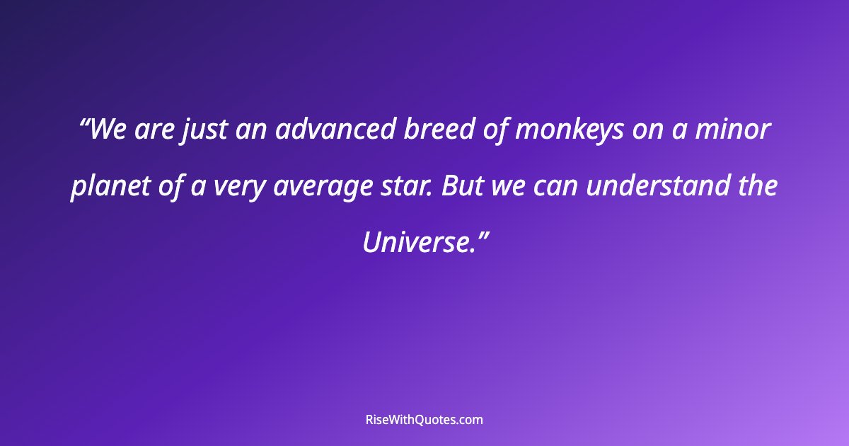 We are just an advanced breed of monkeys on a minor planet of a very average star. But we can understand the Universe.
