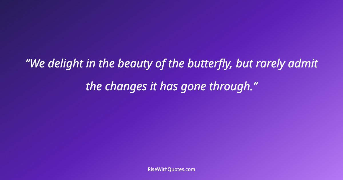 We delight in the beauty of the butterfly, but rarely admit the changes it has gone through.