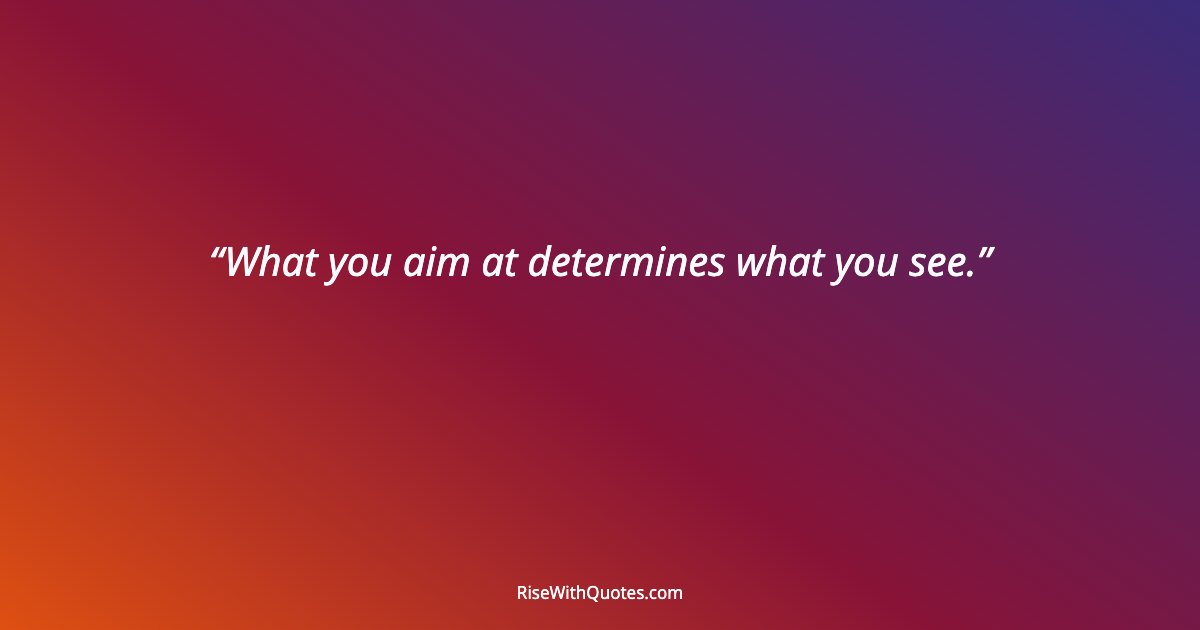 What you aim at determines what you see.
