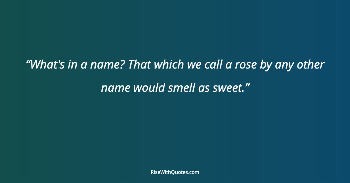 What's in a name? That which we call a rose by any other name would smell as sweet.