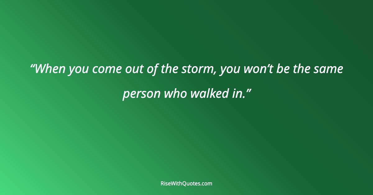 When you come out of the storm, you won’t be the same person who walked in.