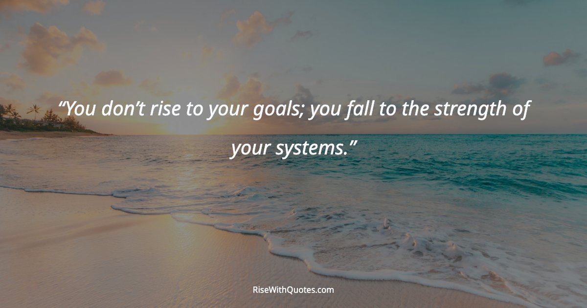 You don’t rise to your goals; you fall to the strength of your systems.