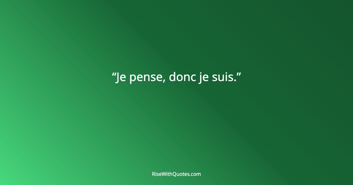 Je pense, donc je suis.